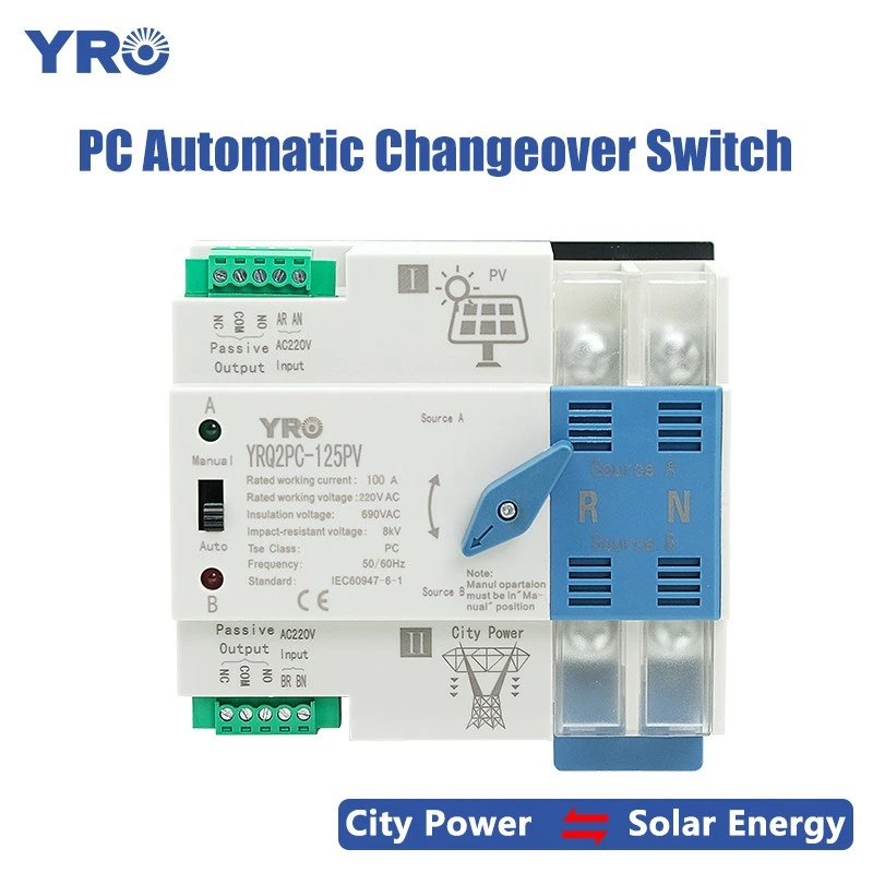 2P 125A 220V invertertyp Solar PC ATS