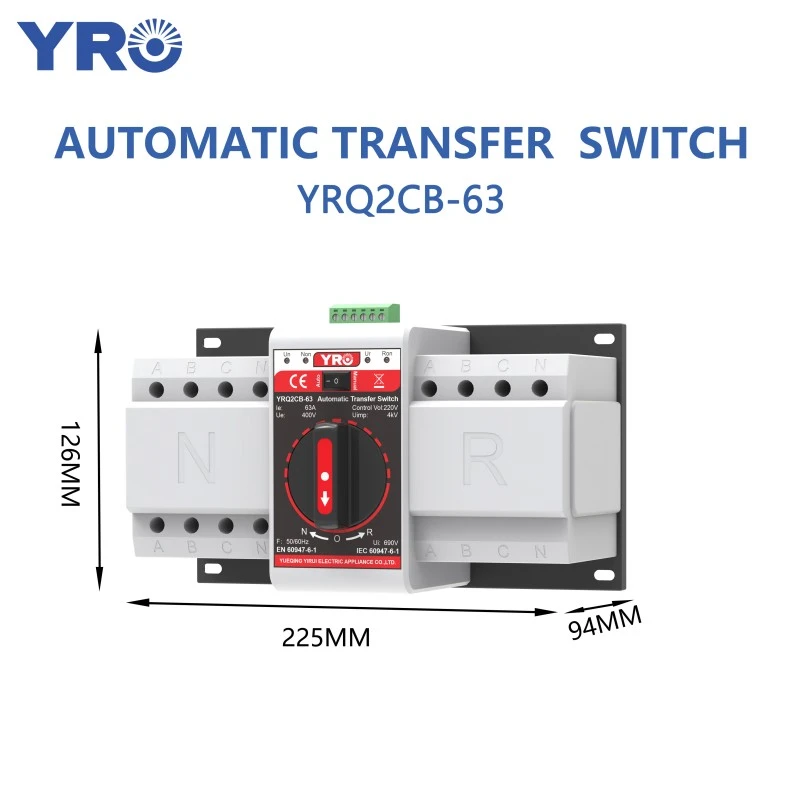 4P 63A 400V 2 i 1 ut CB ATS